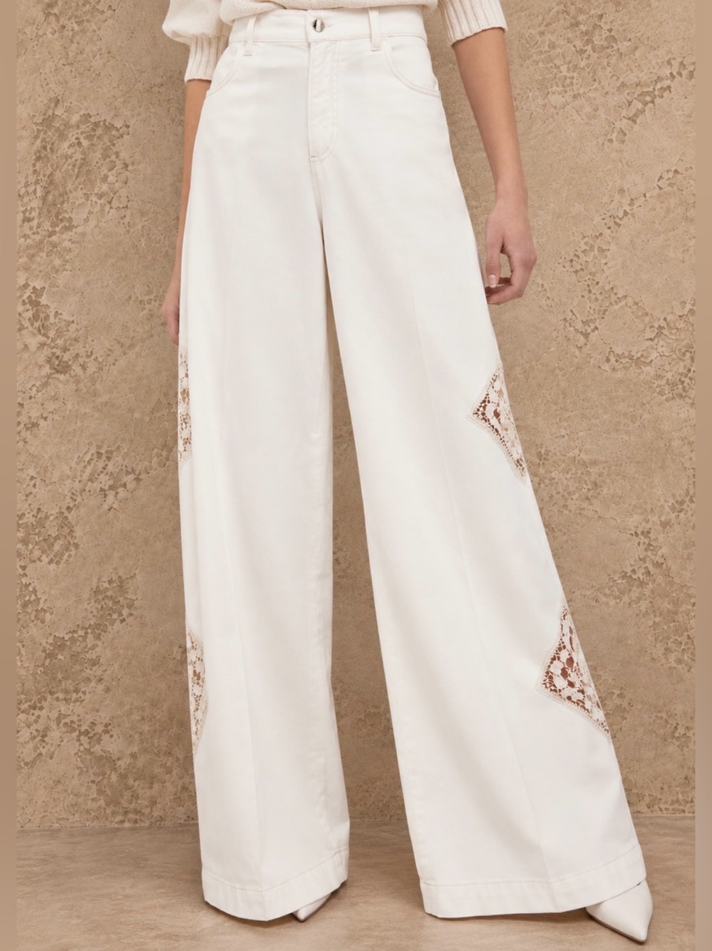 NWOT Liu Jo Better Wide Leg Jeans with Lace - Picture 2 of 13